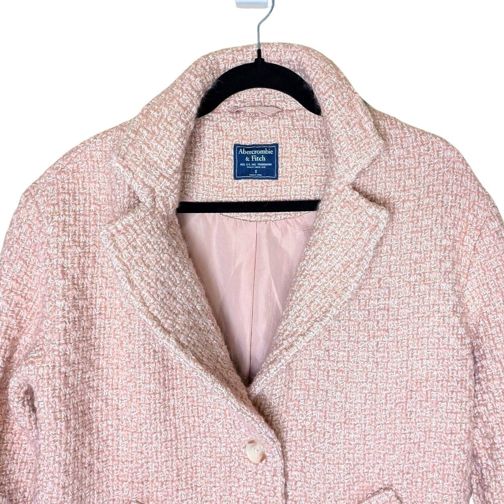 Abercrombie & Fitch Pink‎ Bouclé Coat Sz S Y2K Cottagecore Coquette Preppy